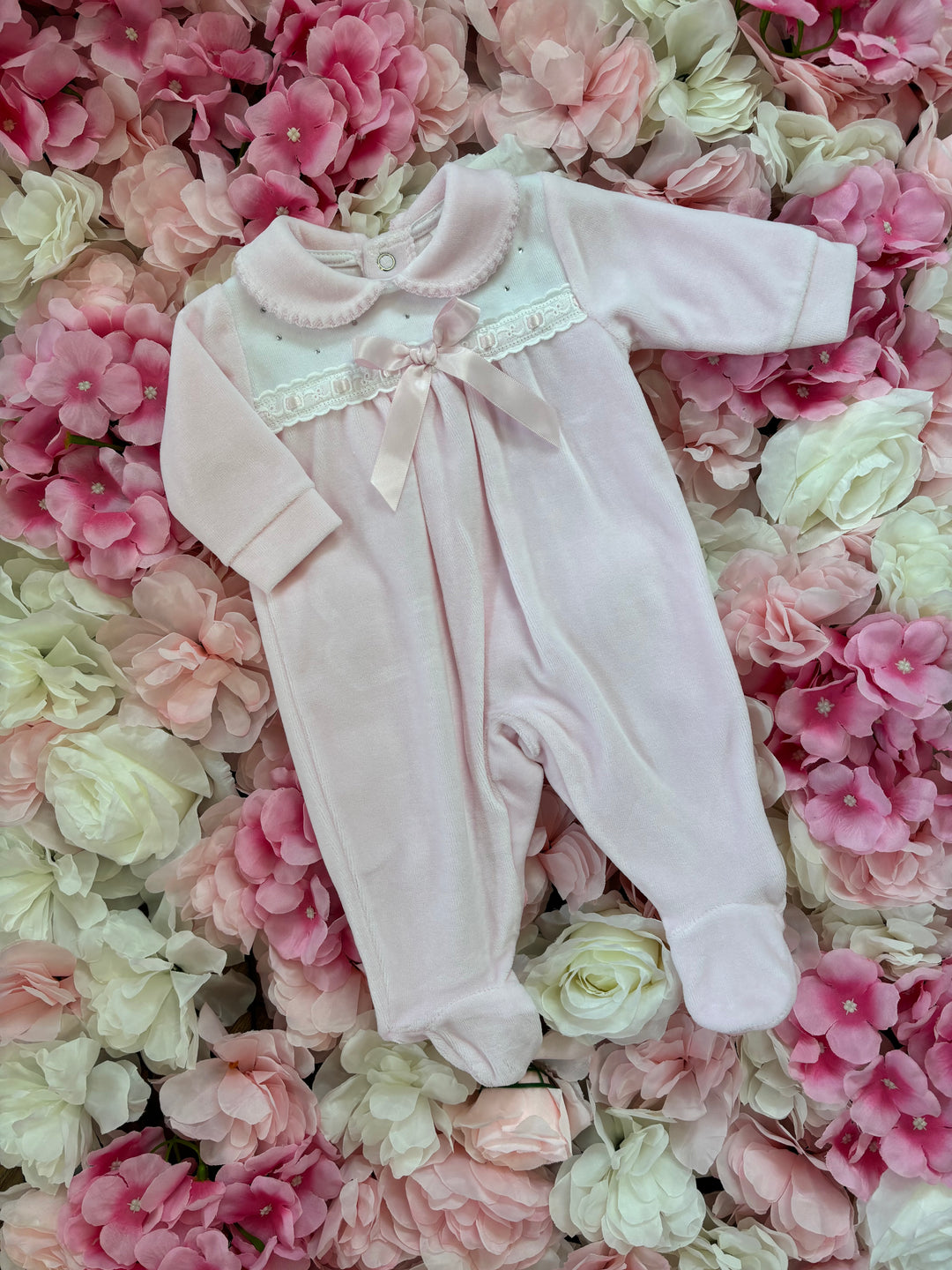 Pretty Pink Bow Diamante Babygrow