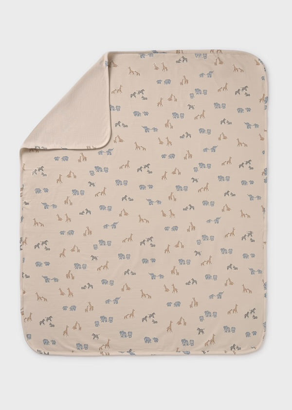 Mayoral Blue Safari Print Baby Blanket