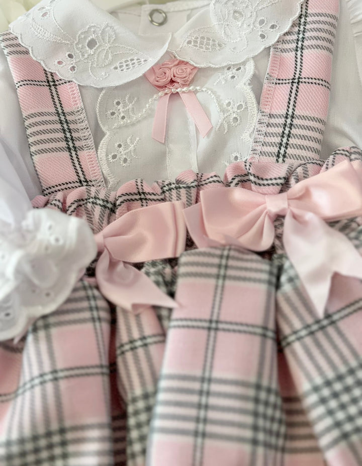 Pink Tartan Romper Dress