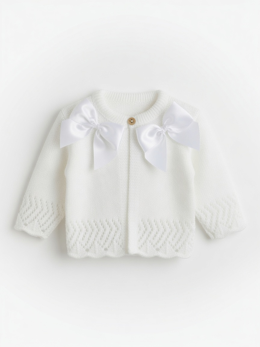 White Bow Cardigan