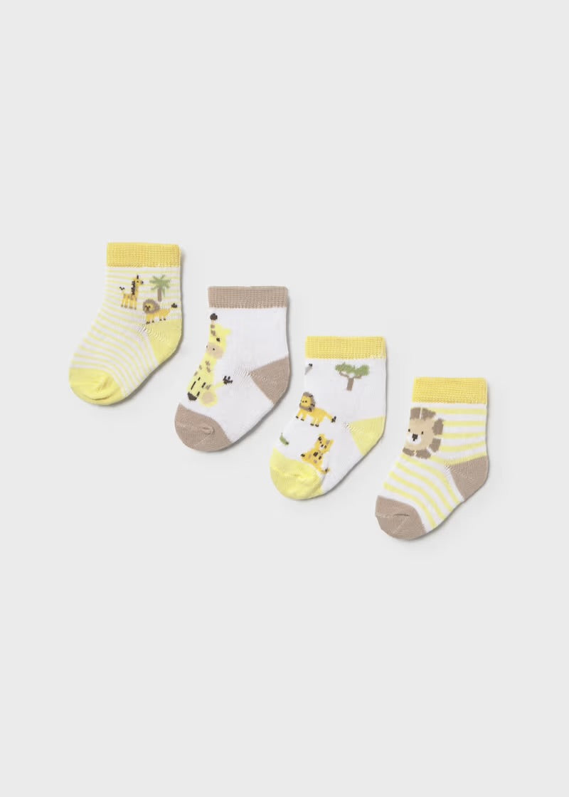 Mayoral 4 Pack Safari socks / lemon