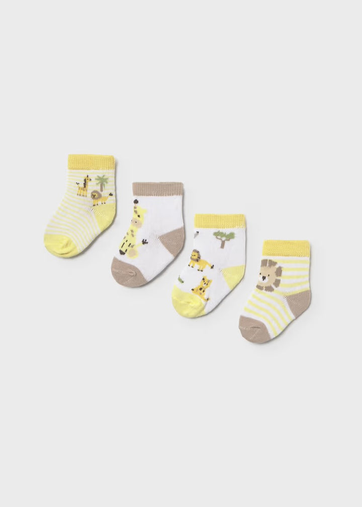 Mayoral 4 Pack Safari socks / lemon