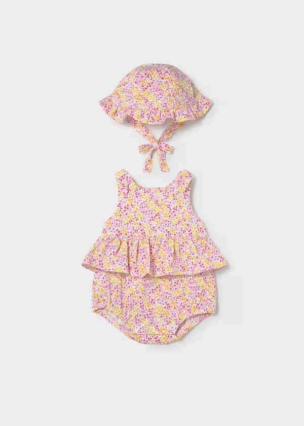 Mayoral Floral Romper & Hat