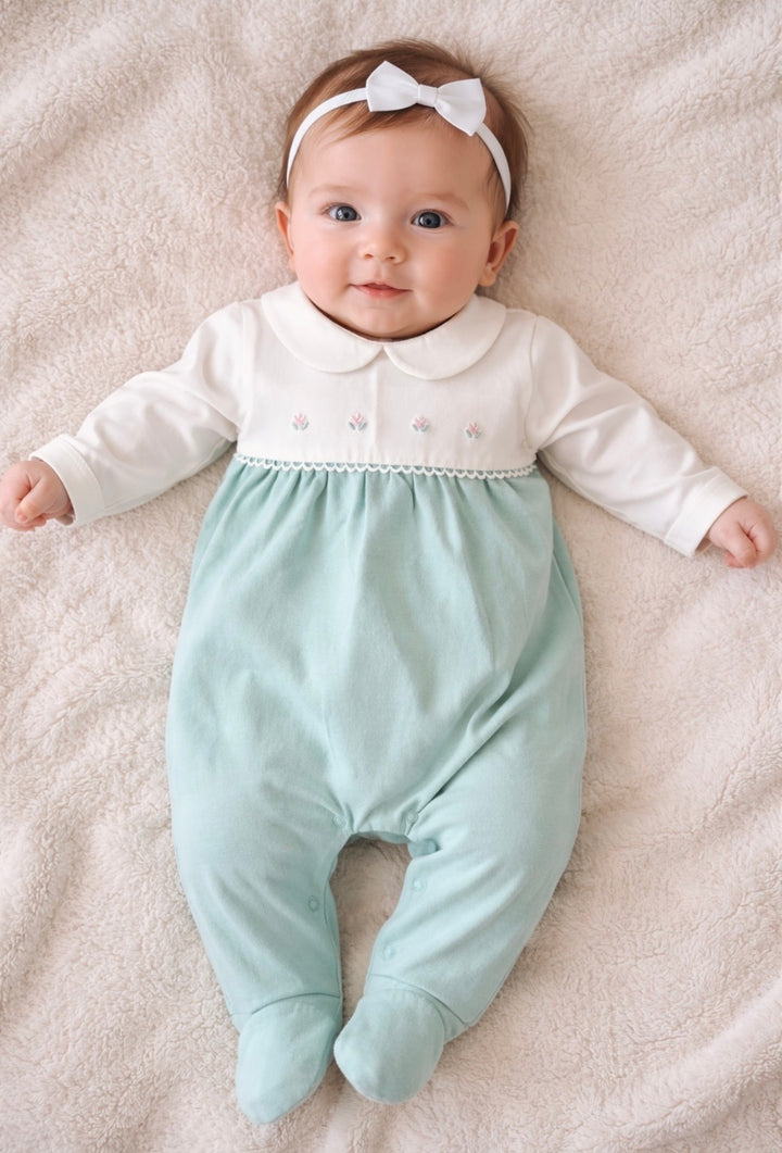 Mayoral Green Flower Babygrow
