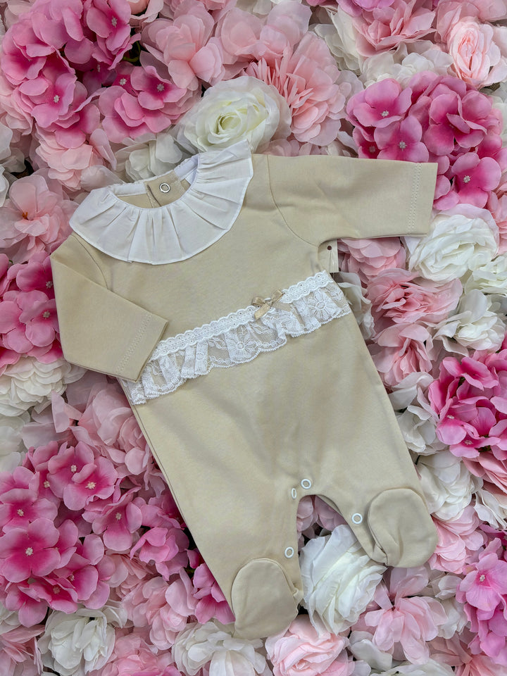 Beige Lace Babygrow