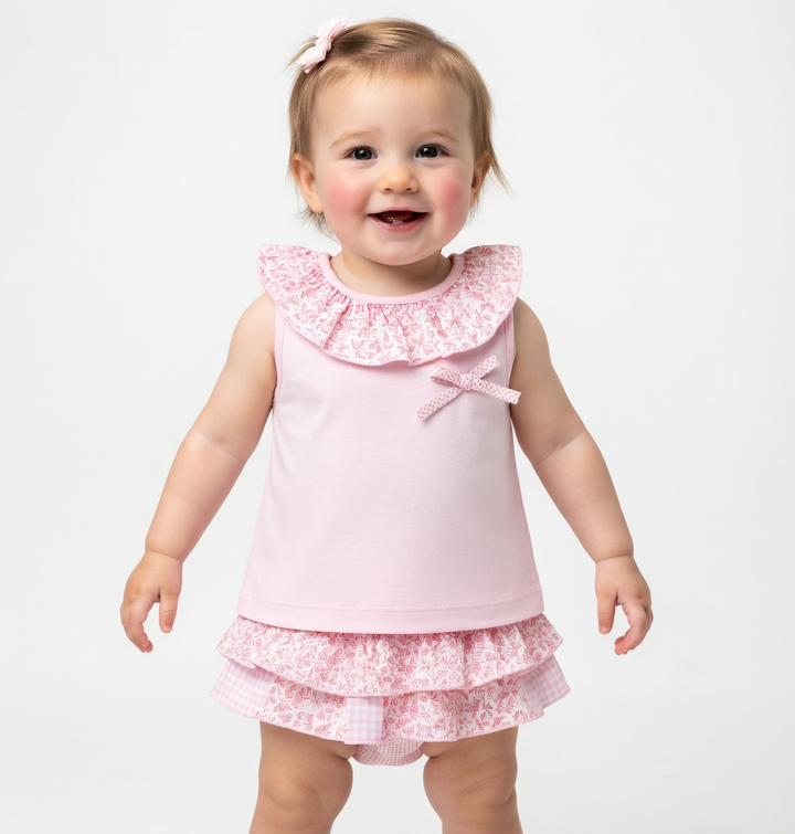 Rapife Baby Pink Top & Floral Knicker Set