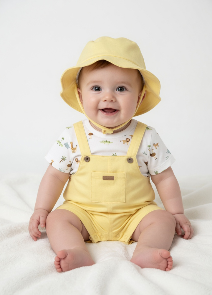 Mayoral Lemon Safari Romper & Hat