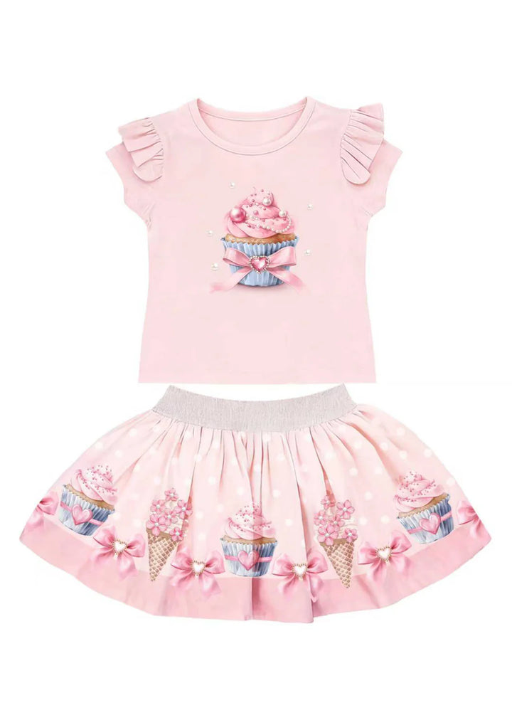 Pink Cupcake Skirt Set
