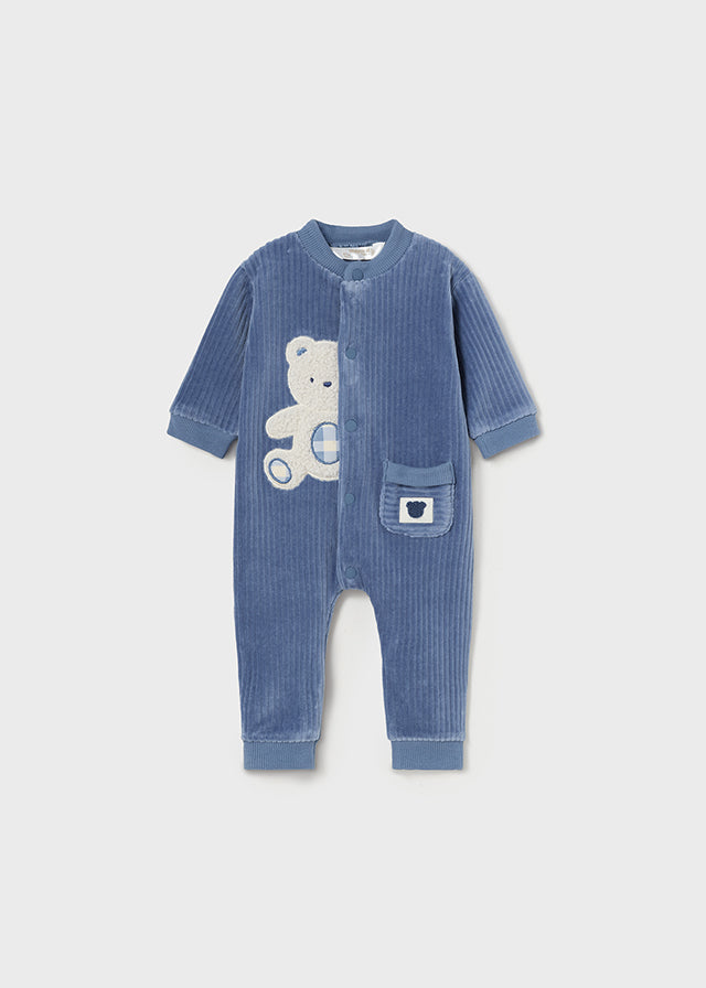 Mayoral Corduroy Blue Teddy Romper