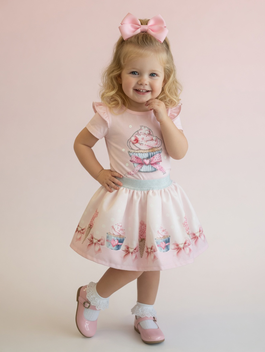 Pink Cupcake Skirt Set