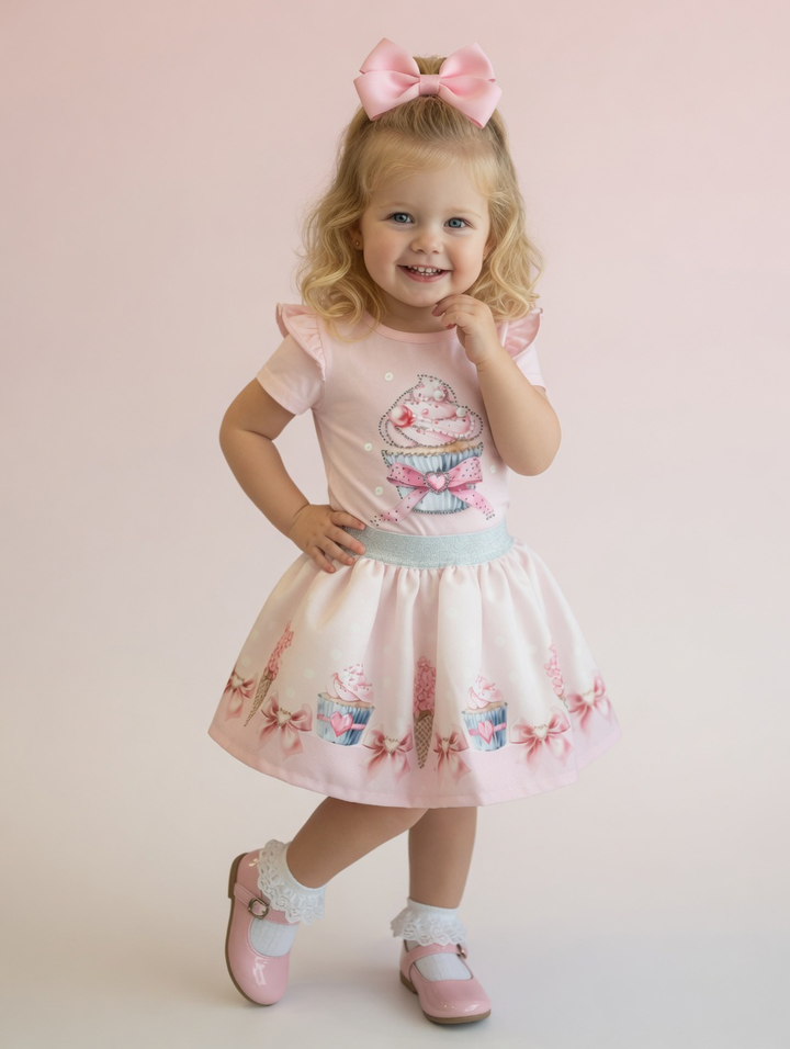 Pink Cupcake Skirt Set