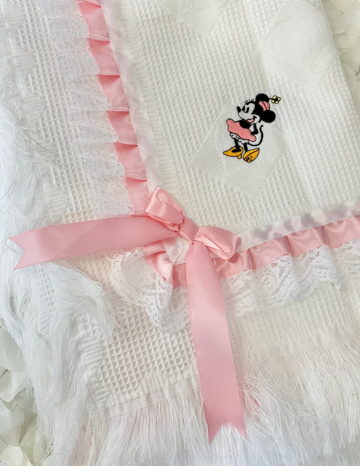 White & Pink Mouse Shawl