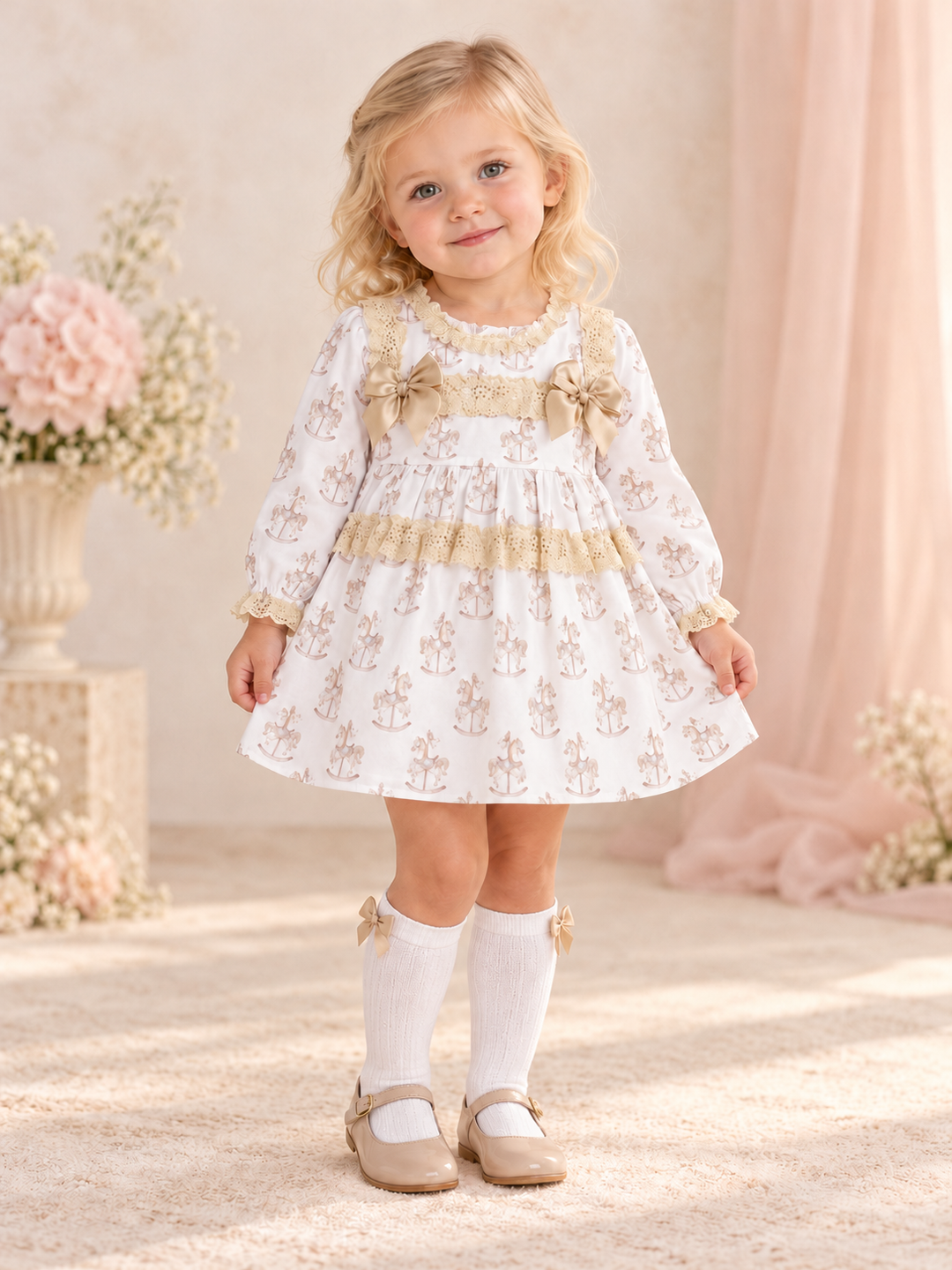 Beige Frill Rocking Horse Dress