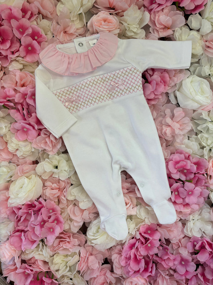 Pink Frilly Collar Babygrow