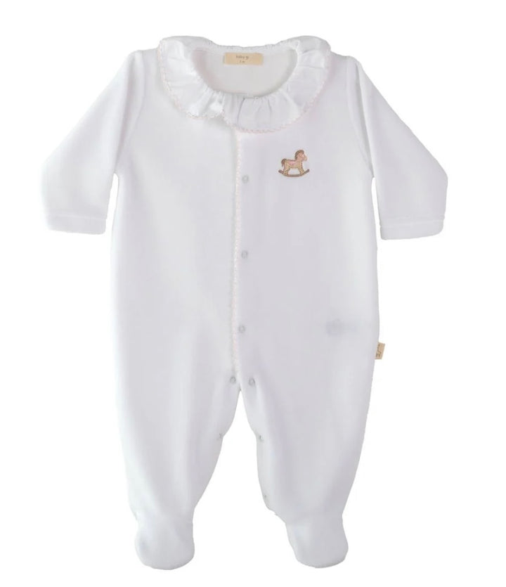 Baby Gi White & Pink Rocking Horse Babygrow