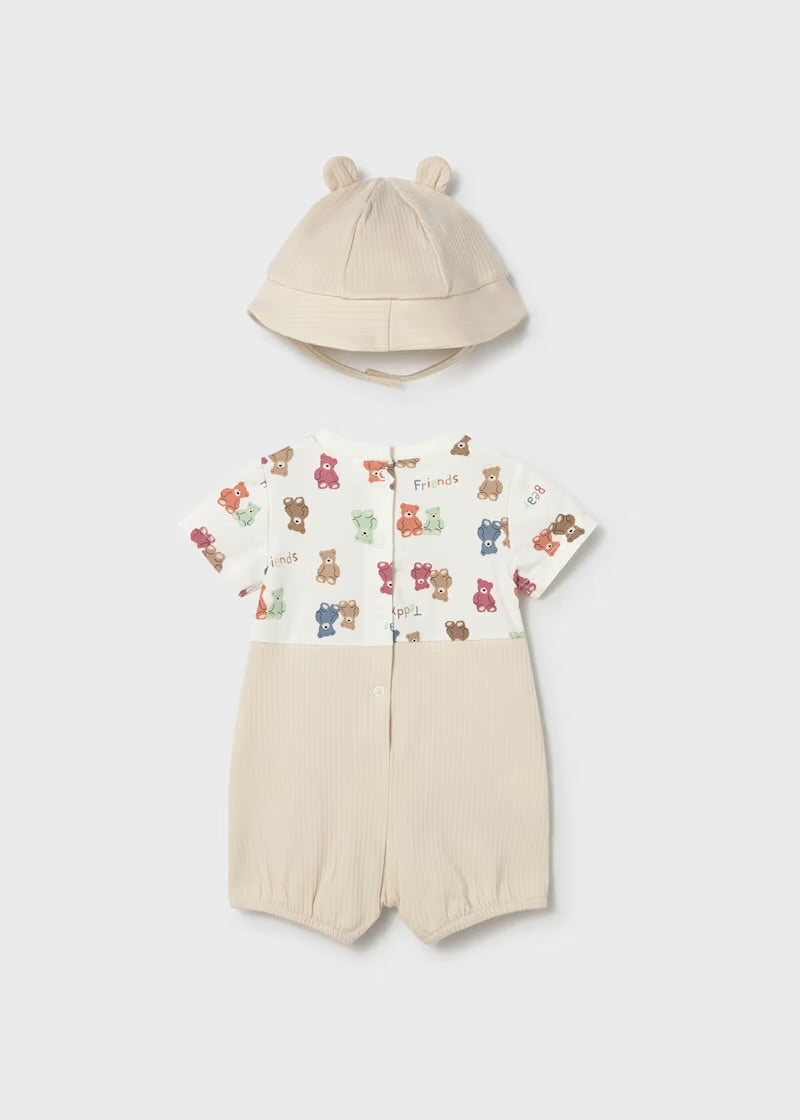 Mayoral Bear Dungaree Romper & Hat