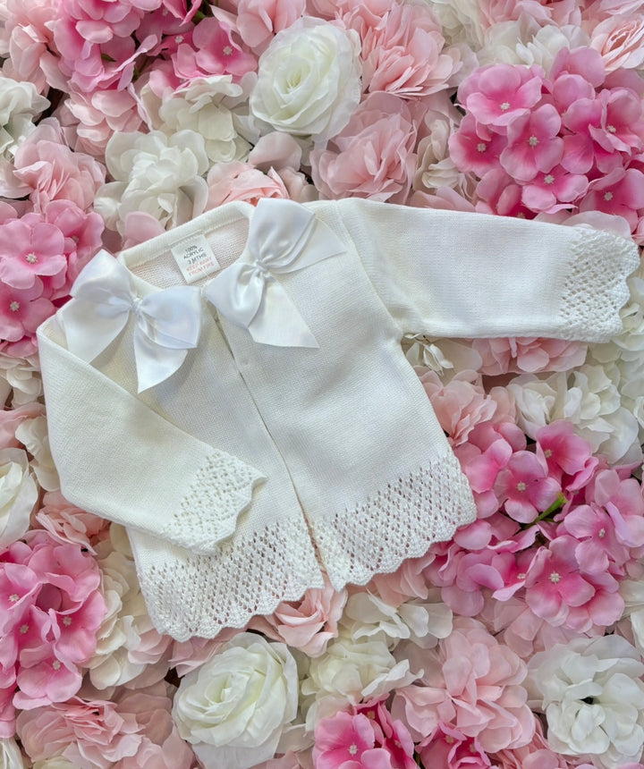 White Double Bow Cardigan