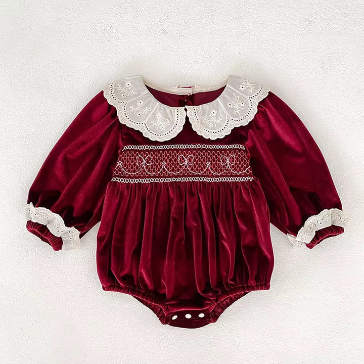 Burgundy Bow Romper
