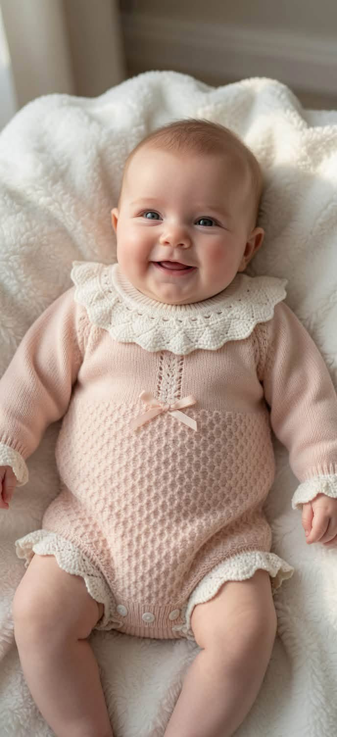 Knitted Bow Frill Romper