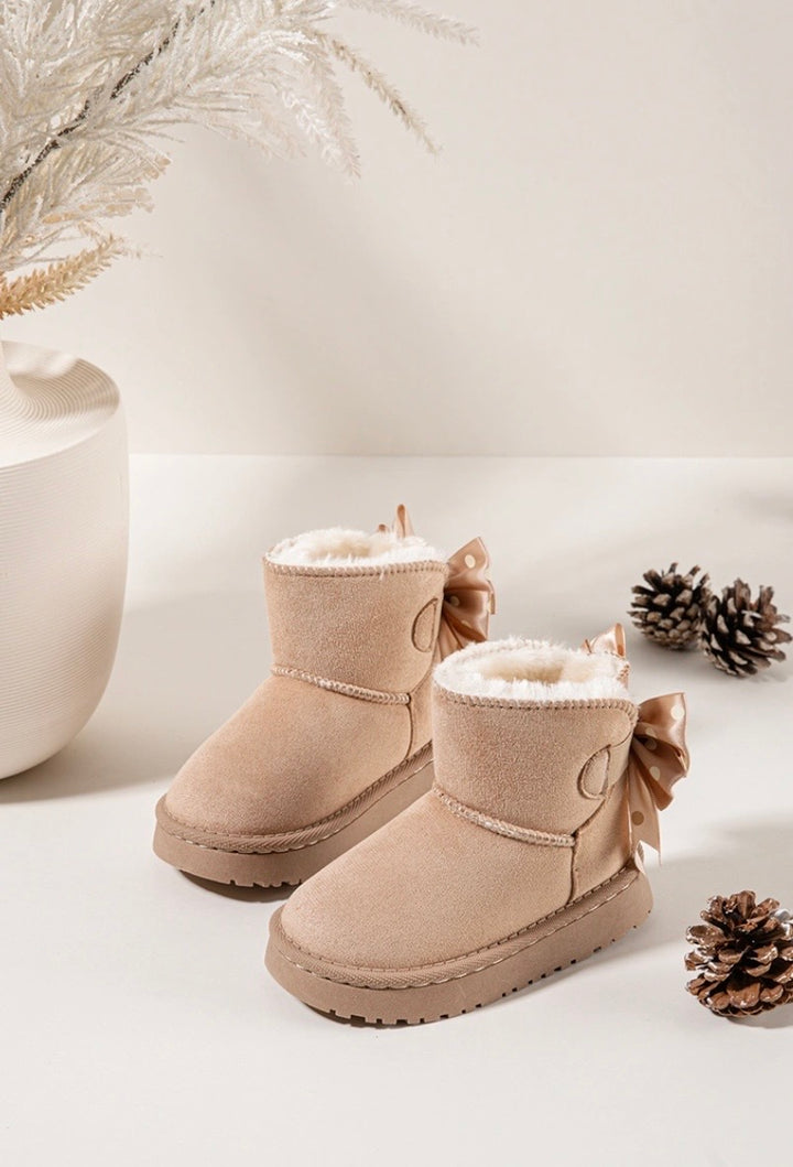 Beige Polka Bow Boot