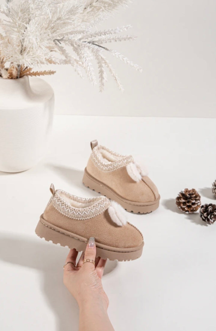 Beige Bow Slipper Shoes