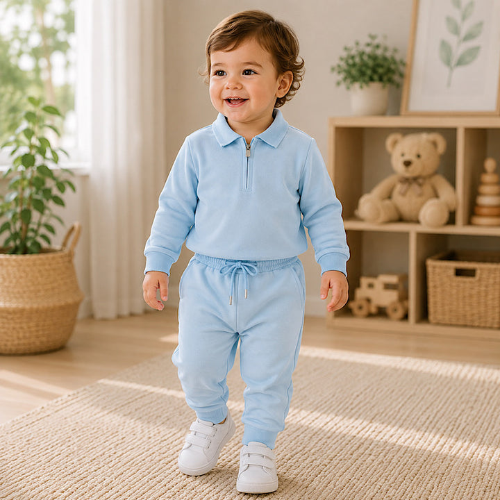 Blue Zip Polo Tracksuit