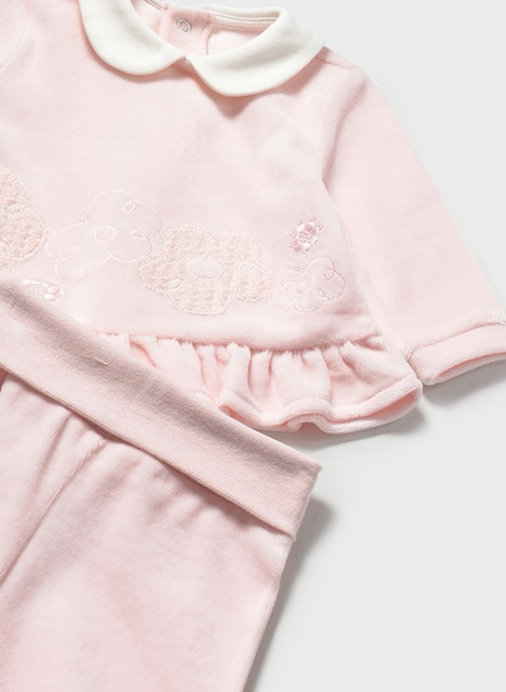 Mayoral Pink Flower Velour 2 Piece