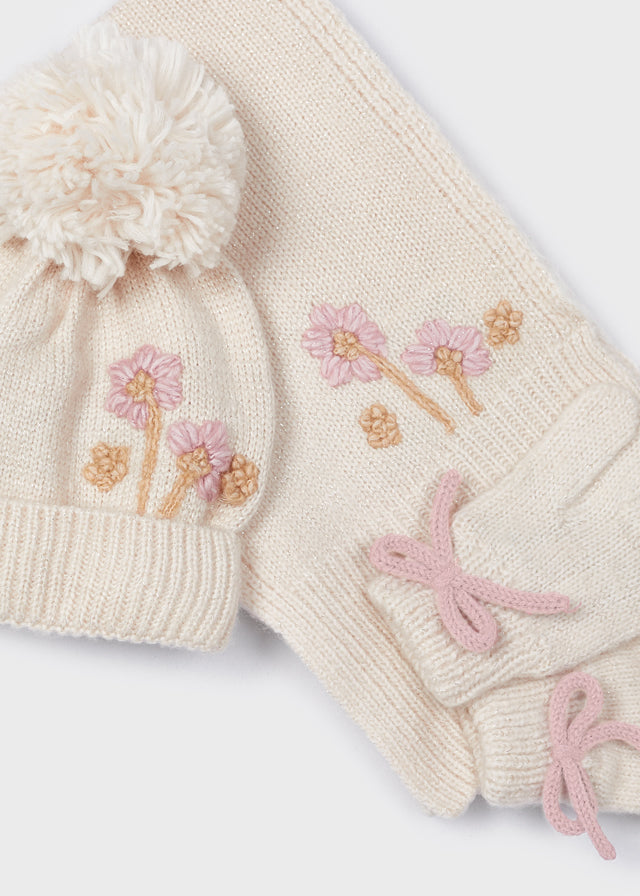 Mayoral Floral Hat Scarf Glove Set