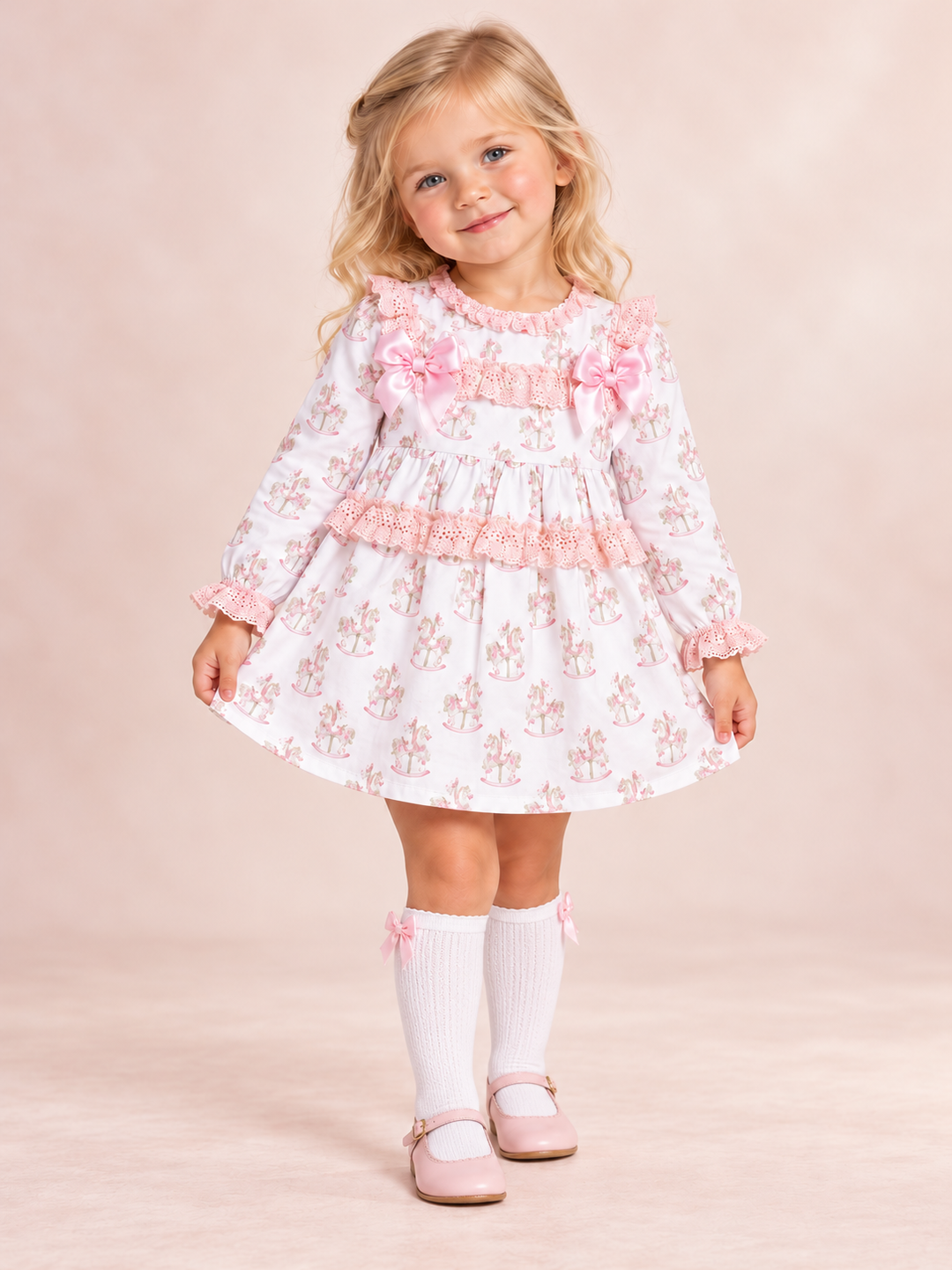 Pink Frill Rocking Horse Dress
