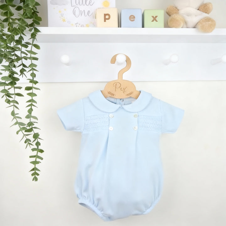 Pex Smocked Blue Romper
