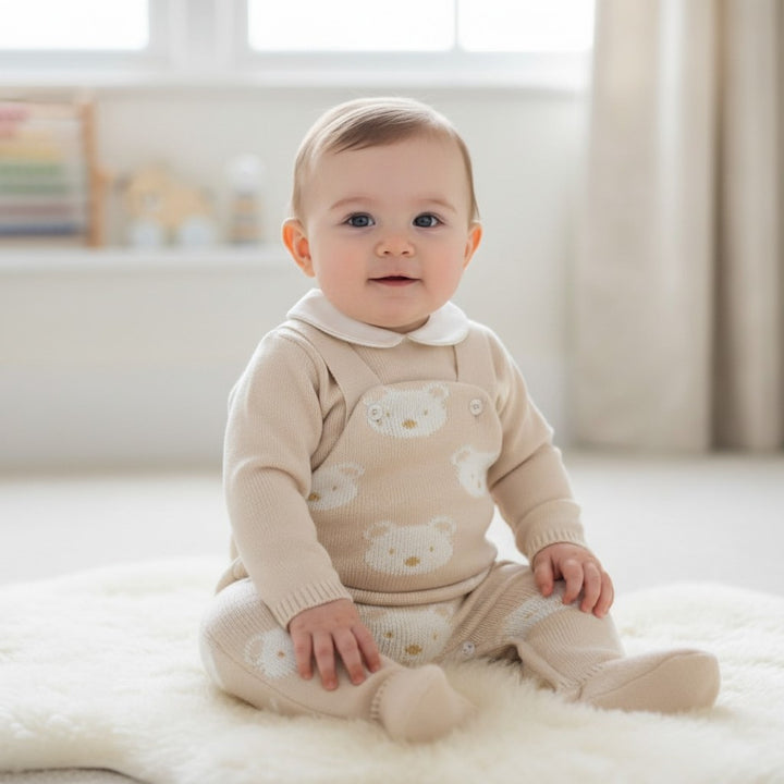 Pex Beige Teddy Dungarees
