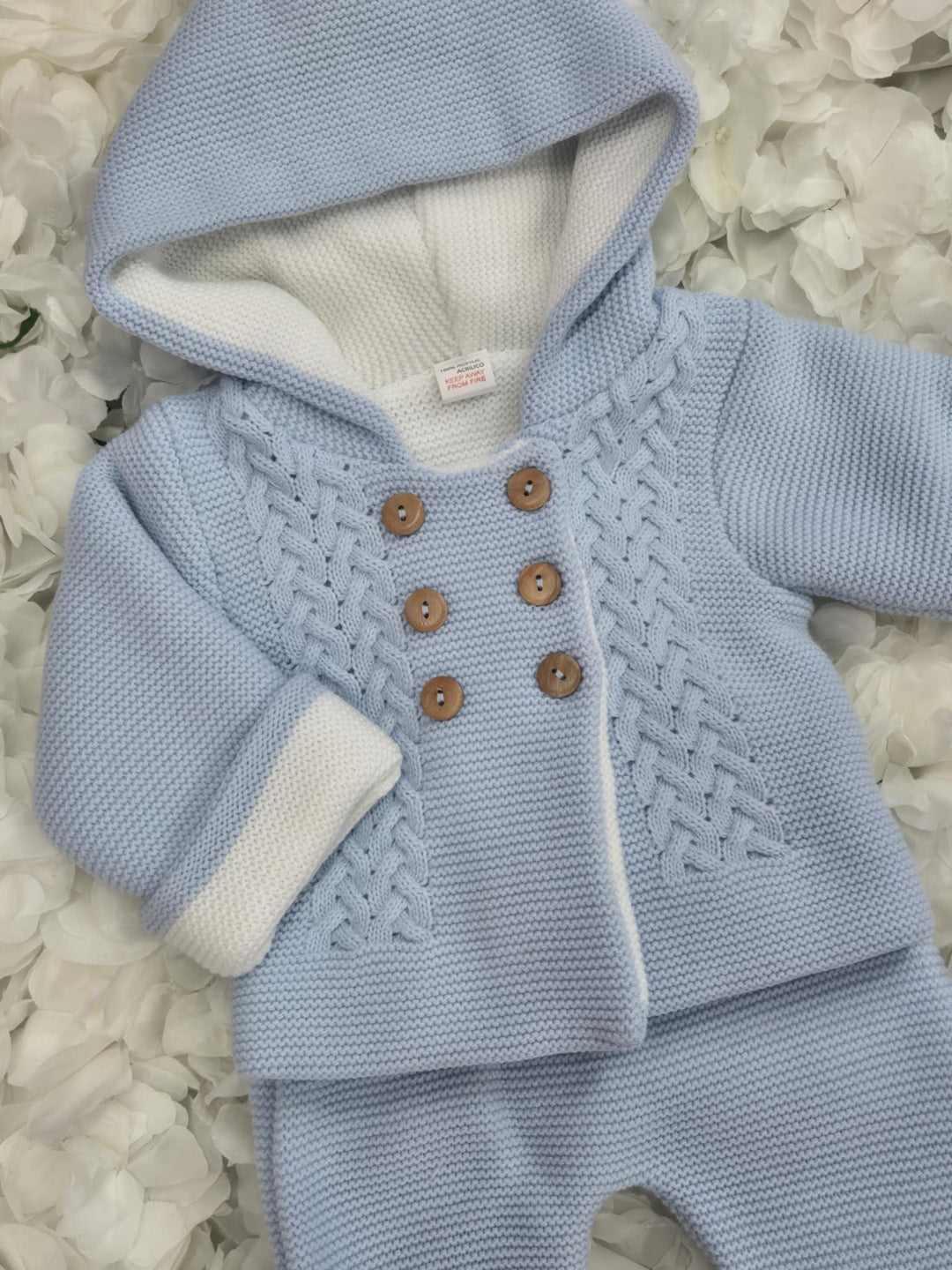 Blue Cable Knit Hooded 2 Piece