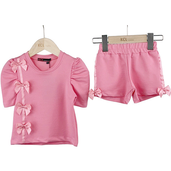 Pink Bow Shorts Set