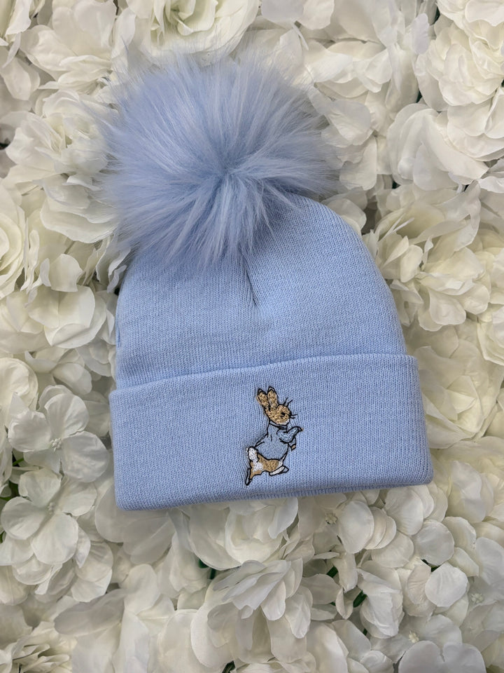 Blue Rabbit One Pom Hat