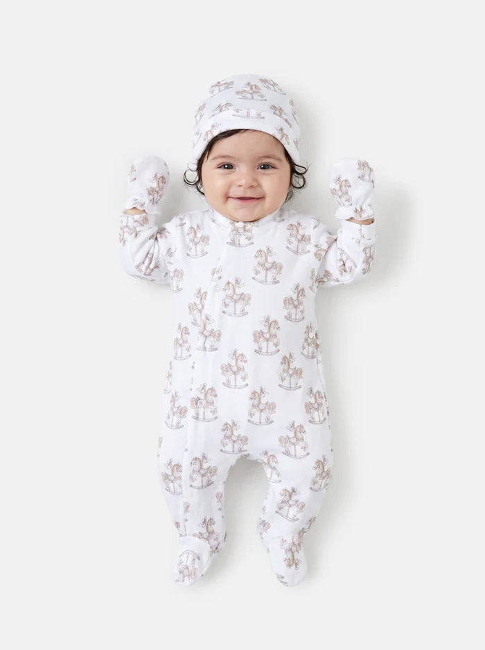 Velour Beige Rocking Horse 3 Piece Set