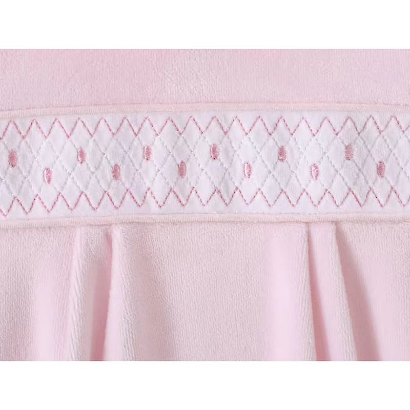 Pink Velour Smocked Babygrow