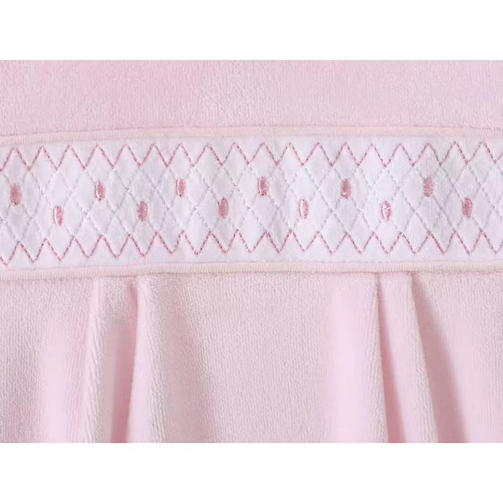 Pink Velour Smocked Babygrow