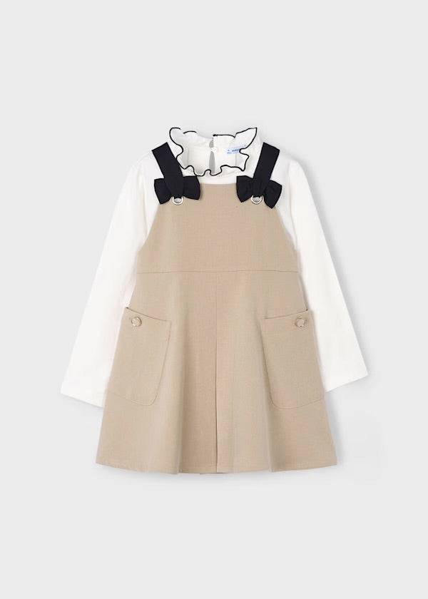 Mayoral Beige Pinafore Dress