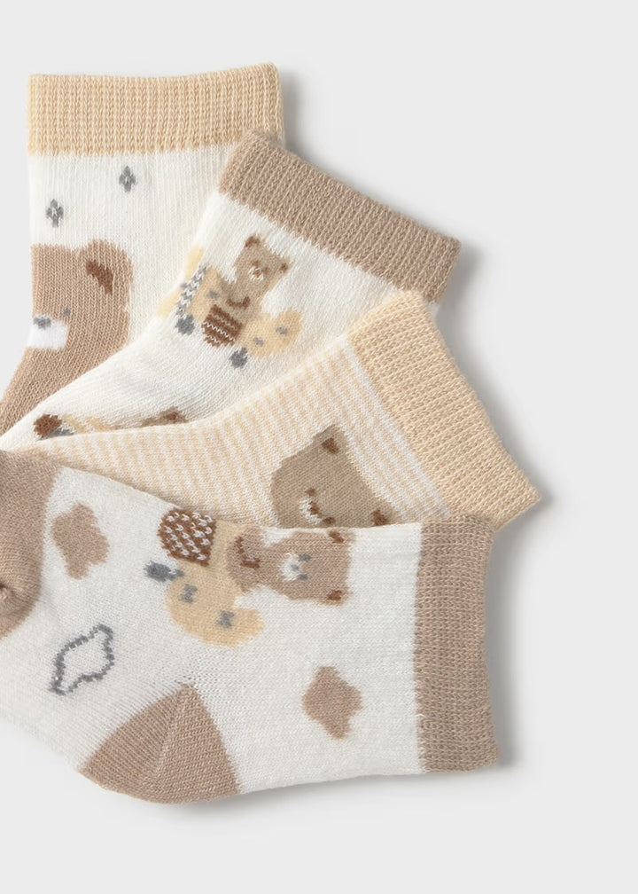 Mayoral 4 Pack Bear socks / Beige