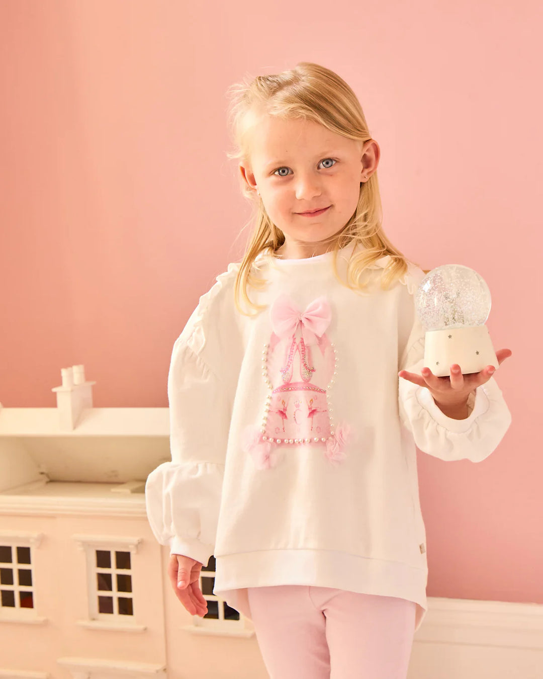 Caramelo Ivory & Pink Snow Globe Legging Set