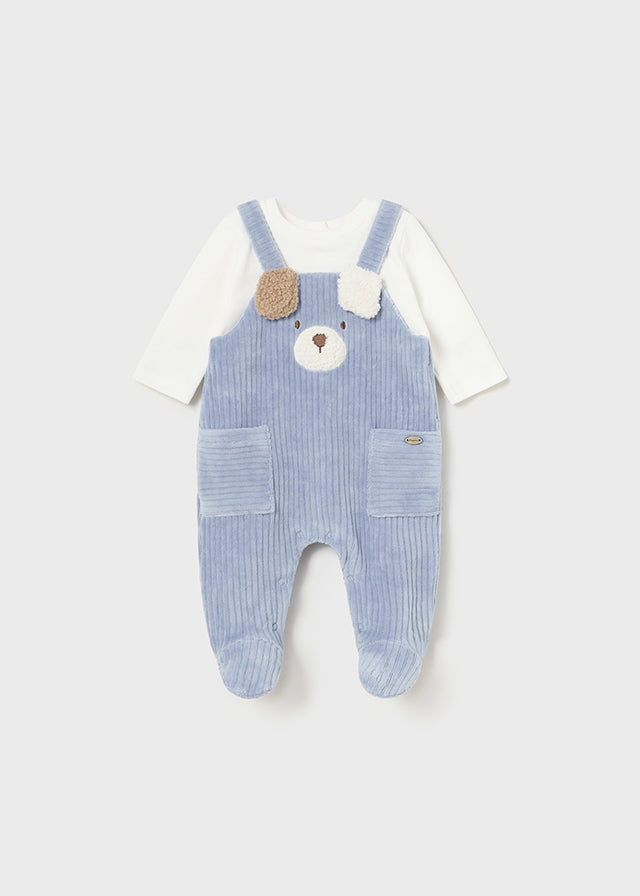 Mayoral Blue Corduroy Teddy Romper