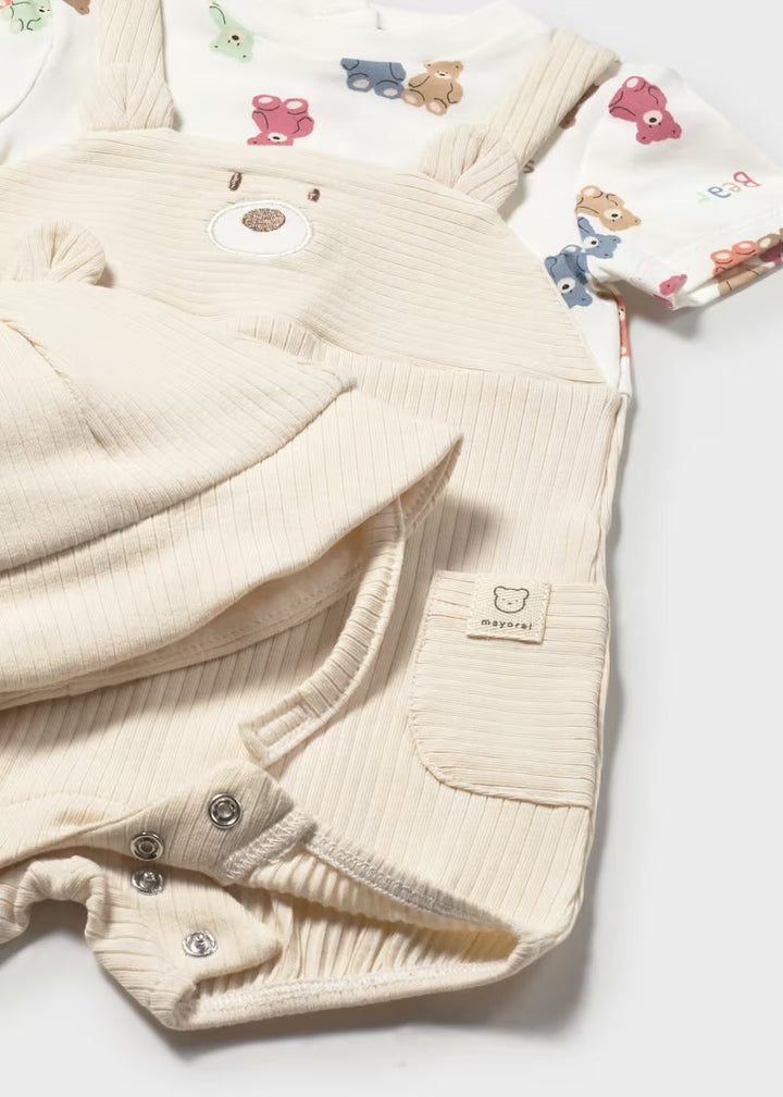 Mayoral Bear Dungaree Romper & Hat