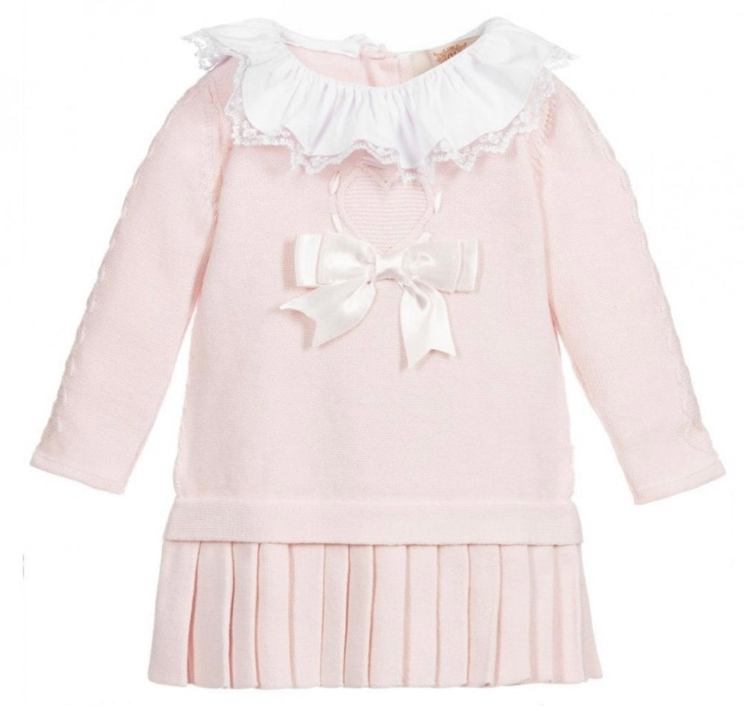 Caramelo Pink Heart Pleated Dress