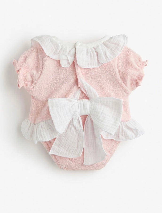 Calamaro Baby Pink Towelling Jam Pants Set