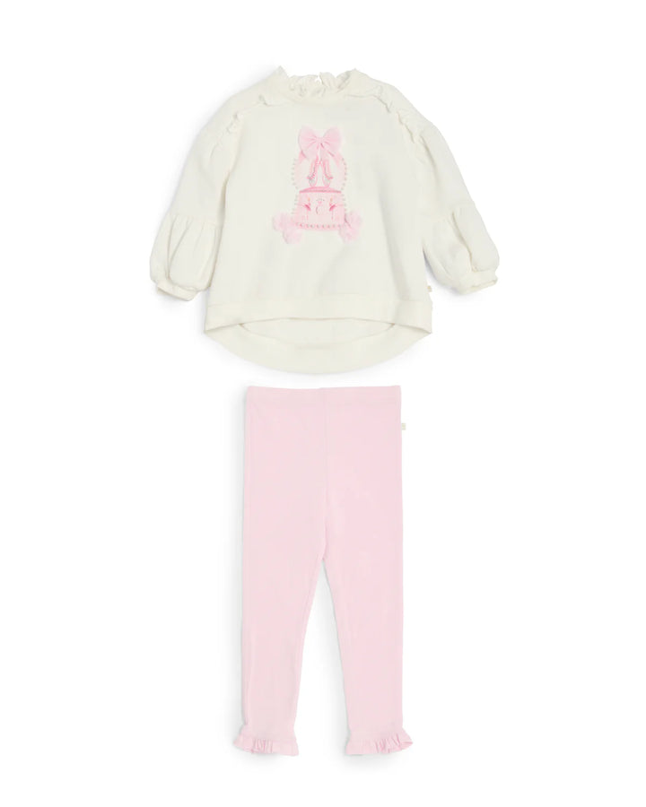 Caramelo Ivory & Pink Snow Globe Legging Set