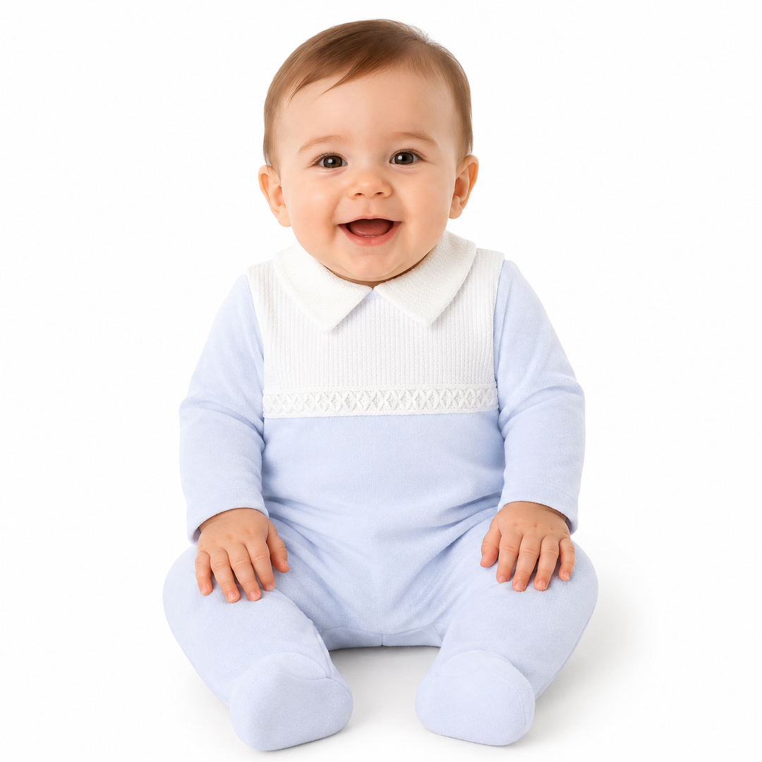 Blue Cotton Babygrow