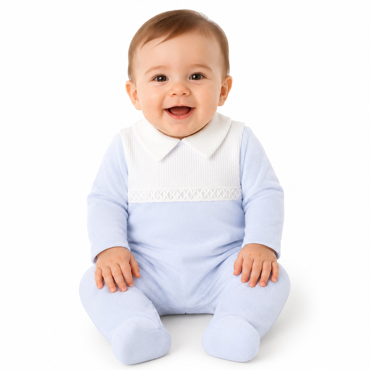 Blue Cotton Babygrow