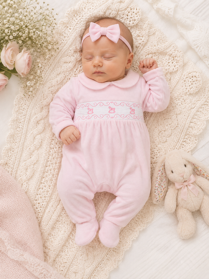 Pex Pink Rocking Horse Babygrow