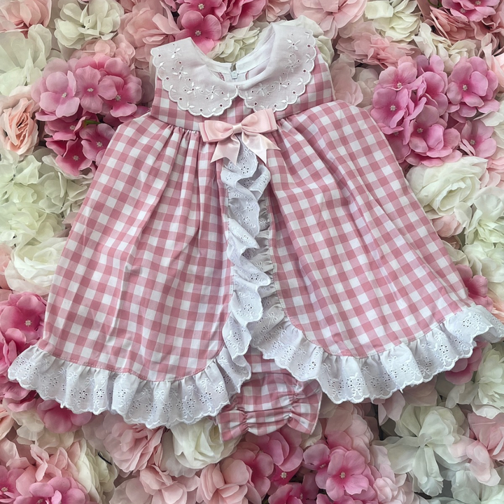 Pink Gingham Frill Dress & Bloomers