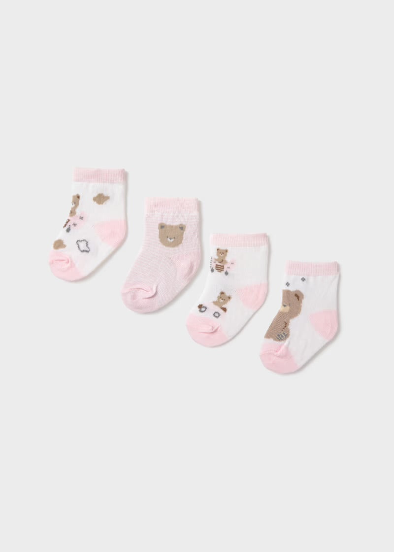 Mayoral 4 Pack Bear socks /Pink